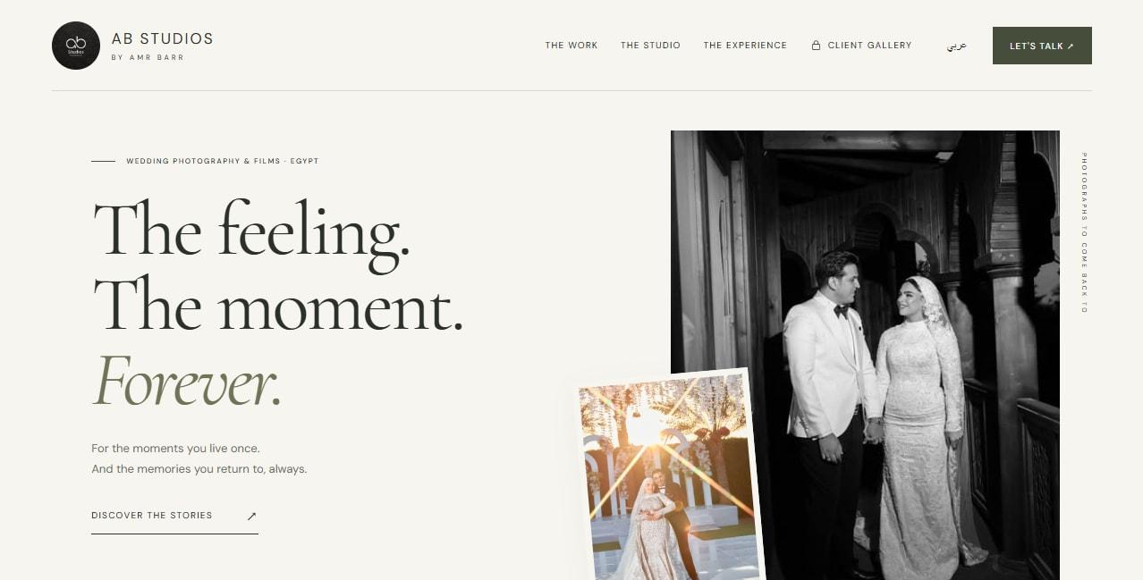 The AB Studios homepage — photography by Amr Barr.