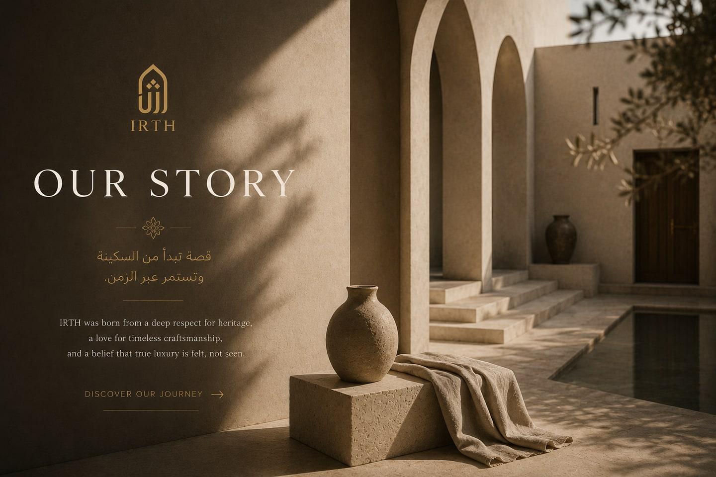 Brand story artwork from the IRTH HOUSE Shopify theme.